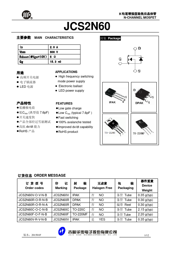 JCS2N60 ETC