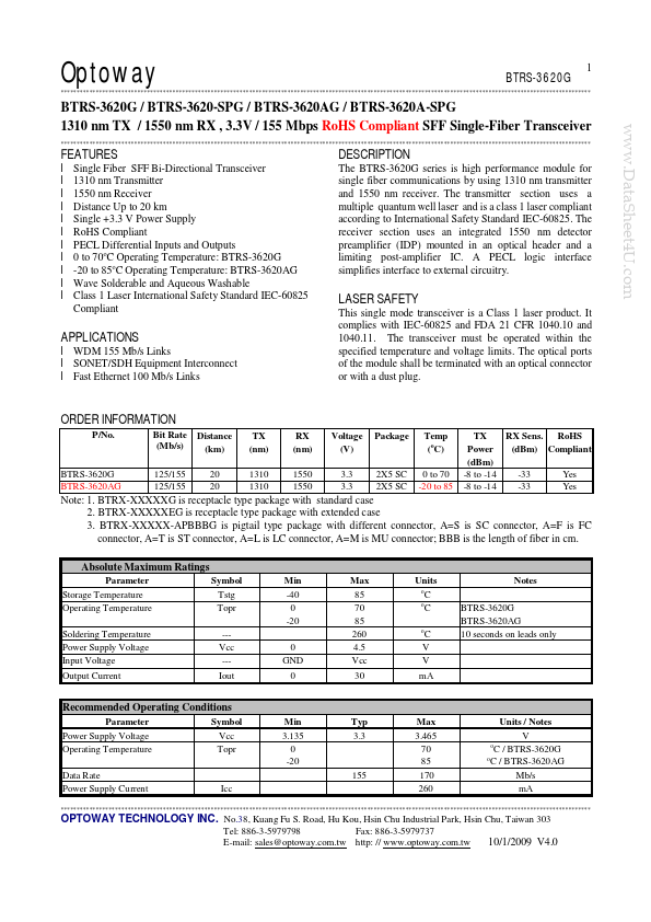 <?=BTRS-3620A-SPG?> डेटा पत्रक पीडीएफ