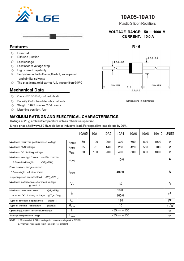 10A10 Rectifiers Datasheet pdf - Silicon Rectifiers. Equivalent, Catalog