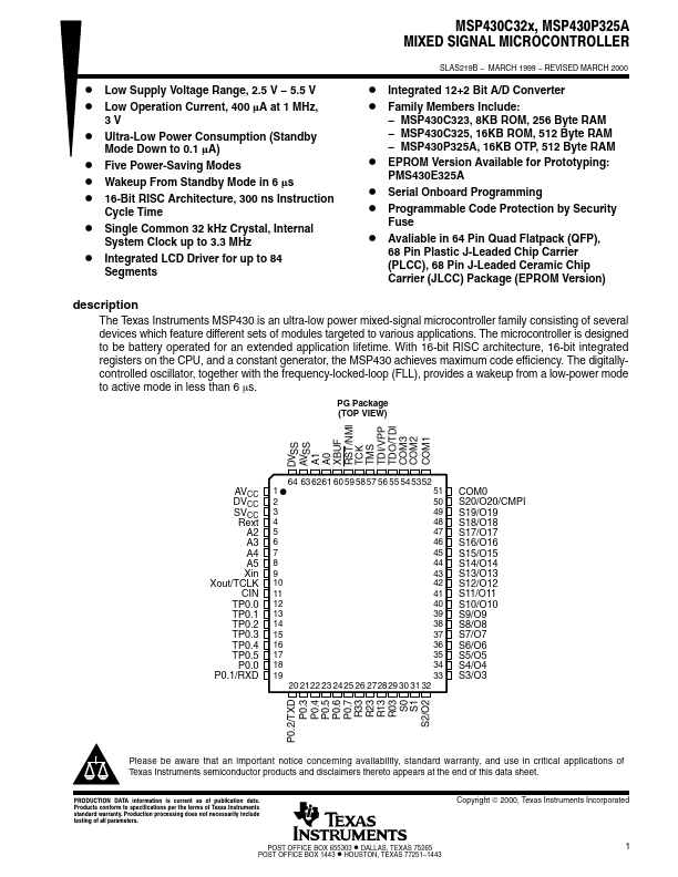 MSP430C325 Texas Instruments