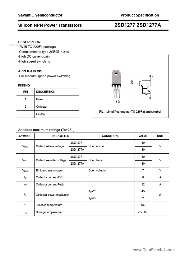 <?=2SD1277A?> डेटा पत्रक पीडीएफ