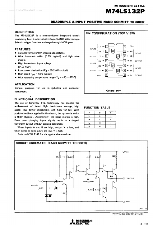 <?=M74LS132P?> डेटा पत्रक पीडीएफ