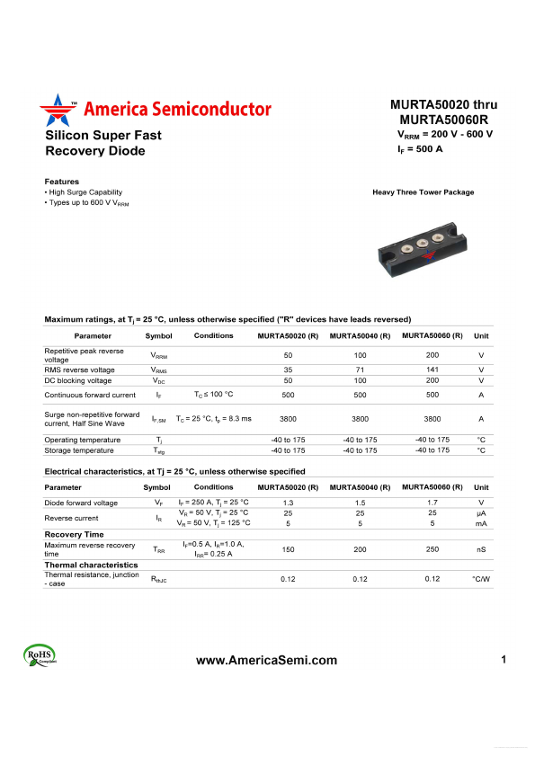 MURTA50020R America Semiconductor