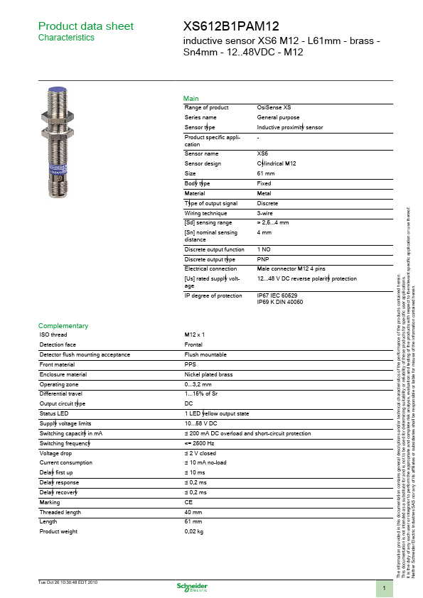 XS612B1PAM12 schneider