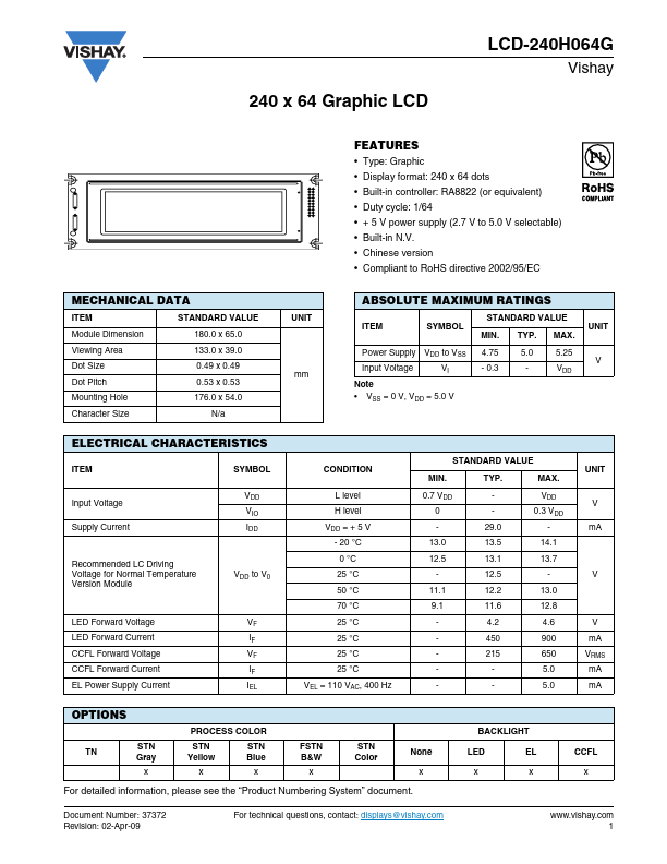 LCD-240H064G Vishay