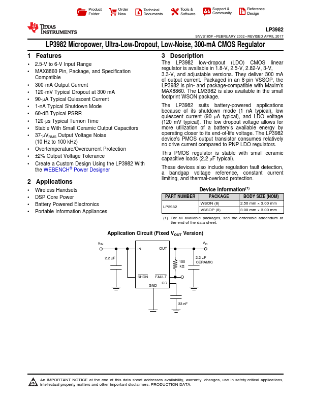 LP3982 Texas Instruments