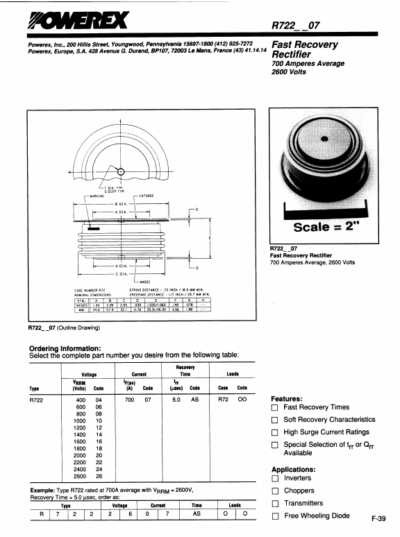 R7221407 Powerex Power Semiconductors