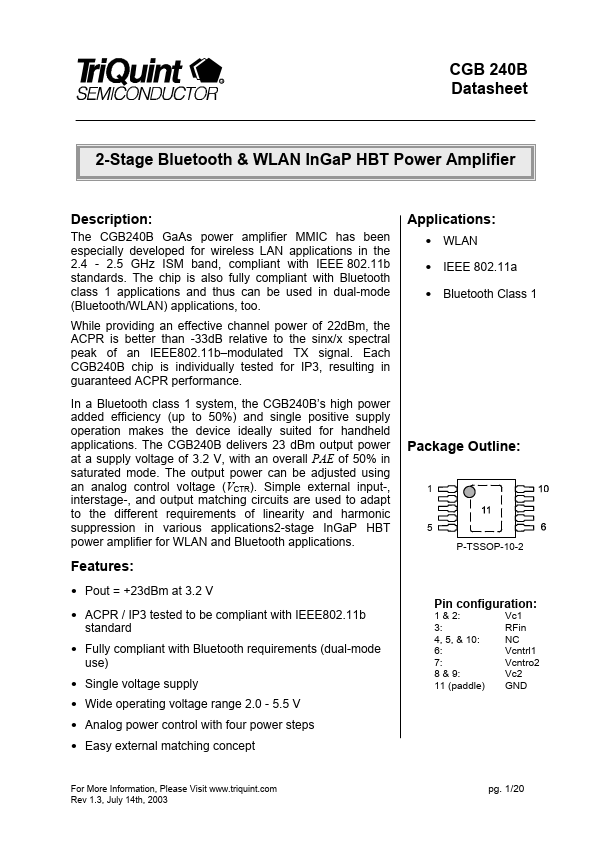 CGB240B TriQuint Semiconductor