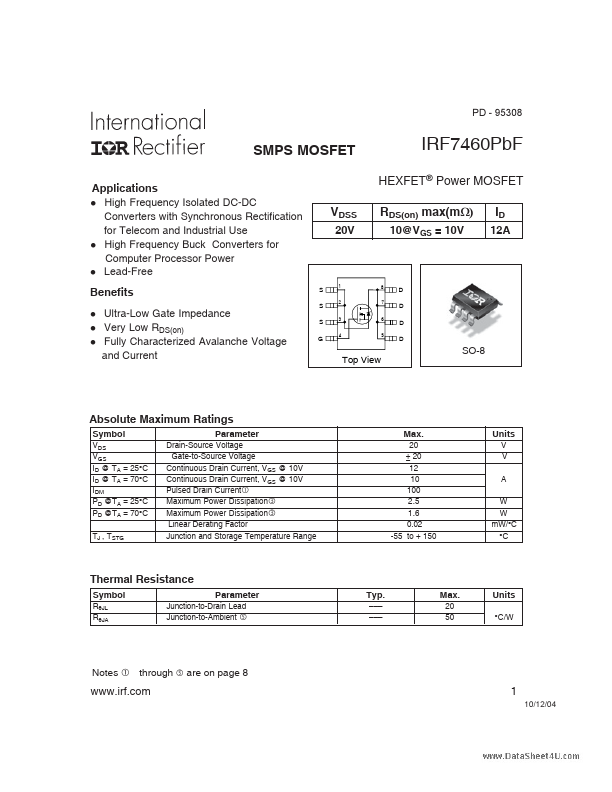 IRF7460PBF International Rectifier