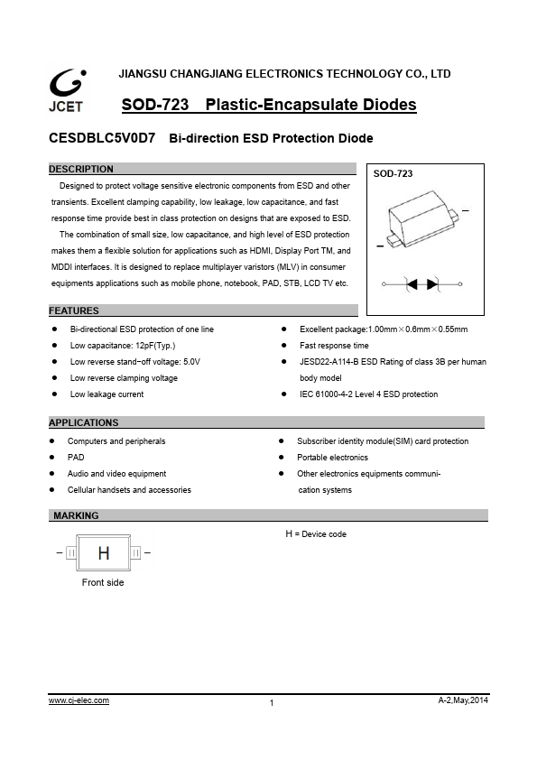 CESDBLC5V0D7 JCET