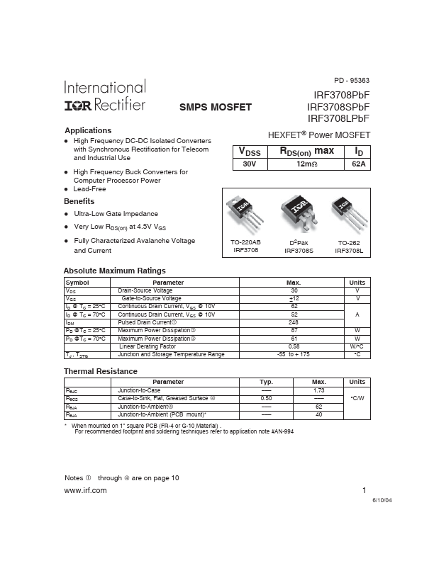IRF3708L International Rectifier
