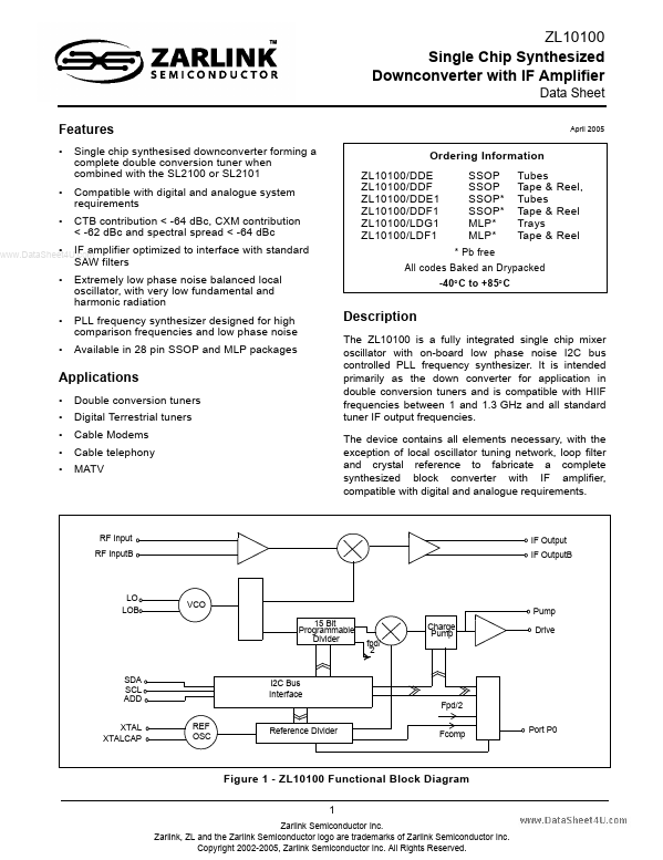 ZL10100 Zarlink Semiconductor