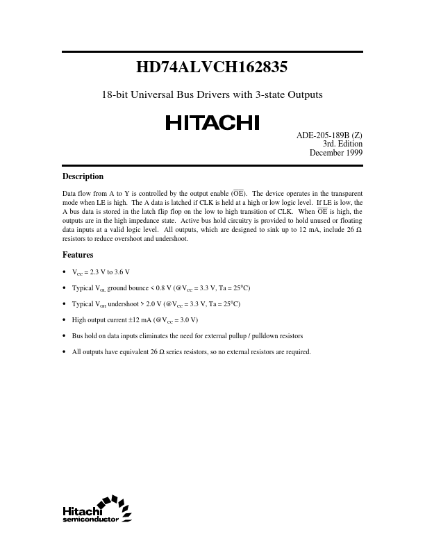 HD74ALVCH162835 Hitachi Semiconductor