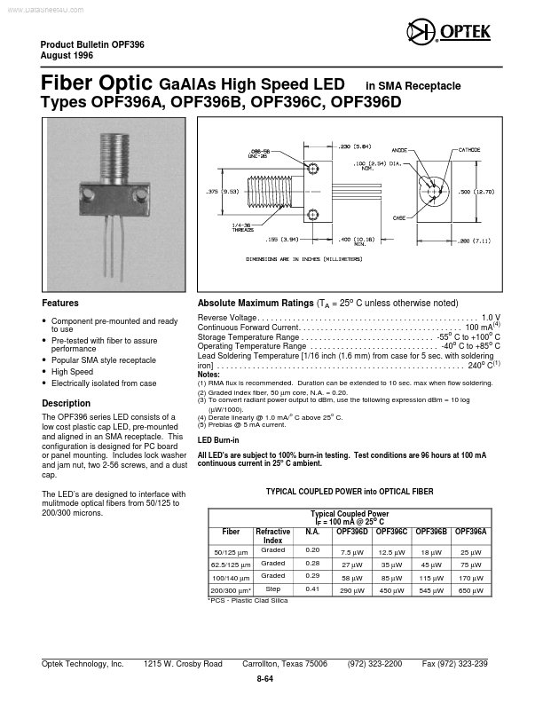OPF396D OPTEK Technologies
