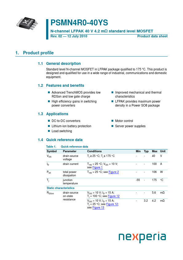 PSMN4R0-40YS nexperia