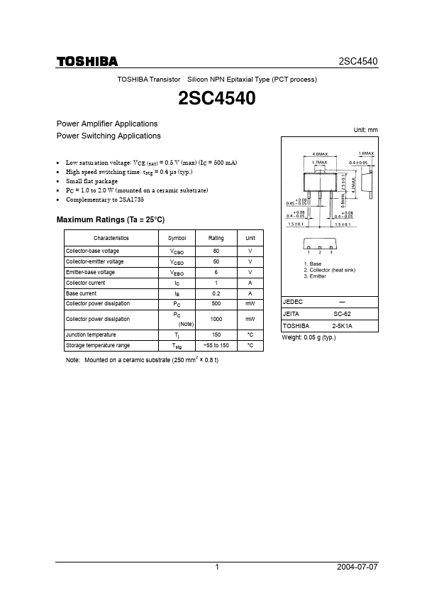 2SC4540 Toshiba Semiconductor