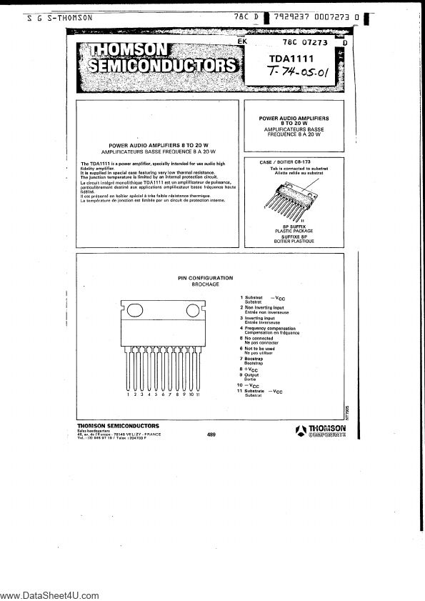 <?=TDA1111?> डेटा पत्रक पीडीएफ