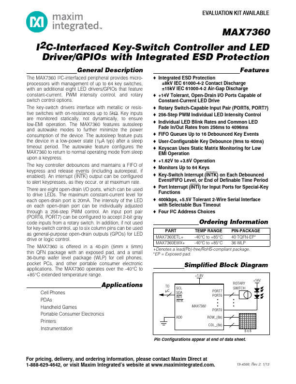 MAX7360 Maxim Integrated Products