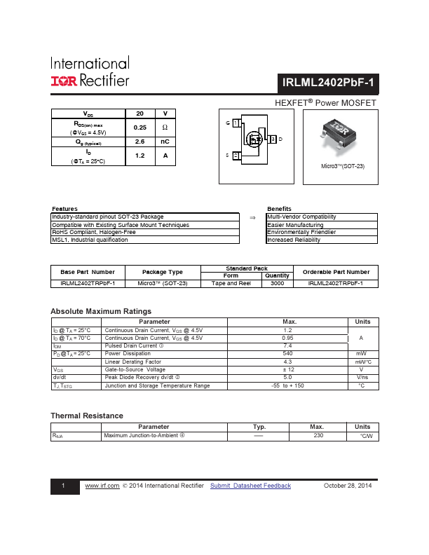 IRLML2402PBF-1 International Rectifier