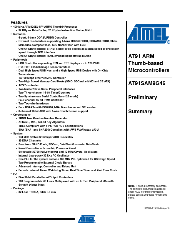 AT91SAM9G46 ATMEL Corporation