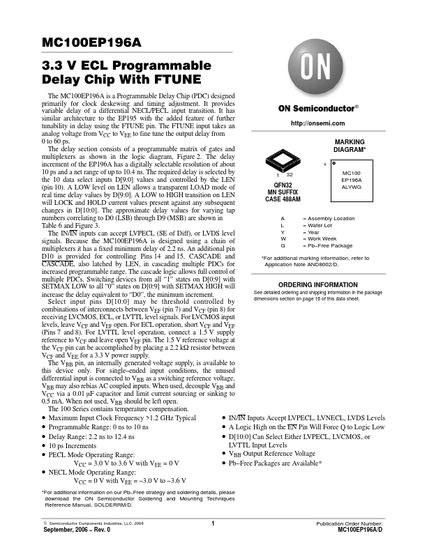 MC100EP196A ON Semiconductor