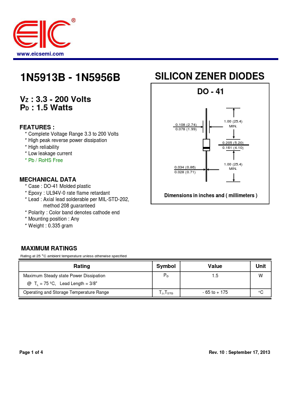 1N5929B EIC