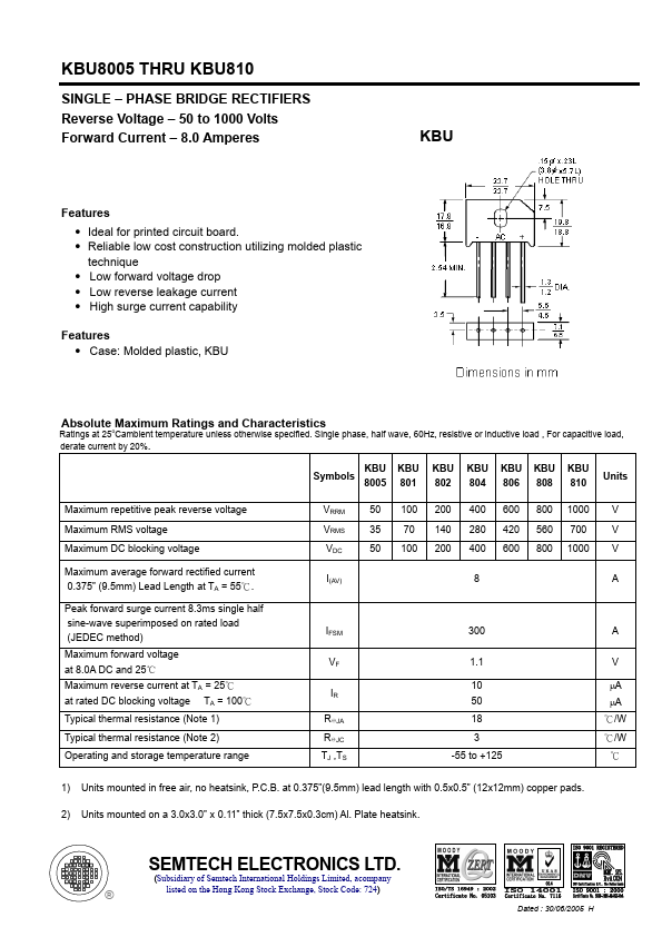 KBU8005 SEMTECH