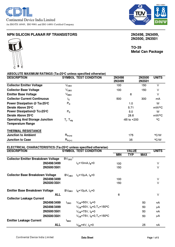 2N3498 CDIL