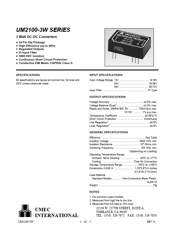 UM2117-3W Universal Microelectronic