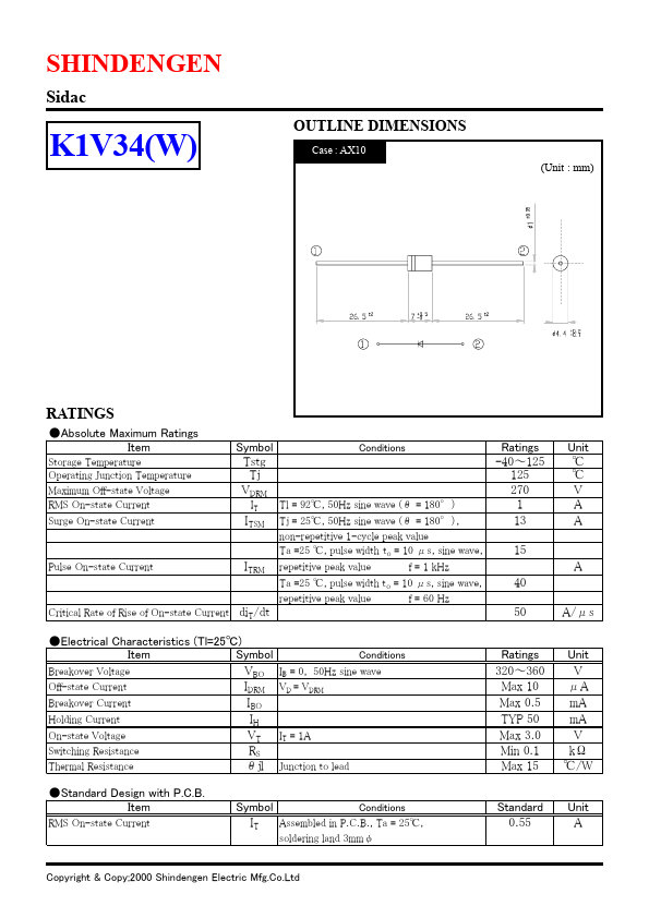 K1V34W Shindengen Mfg.Co.Ltd