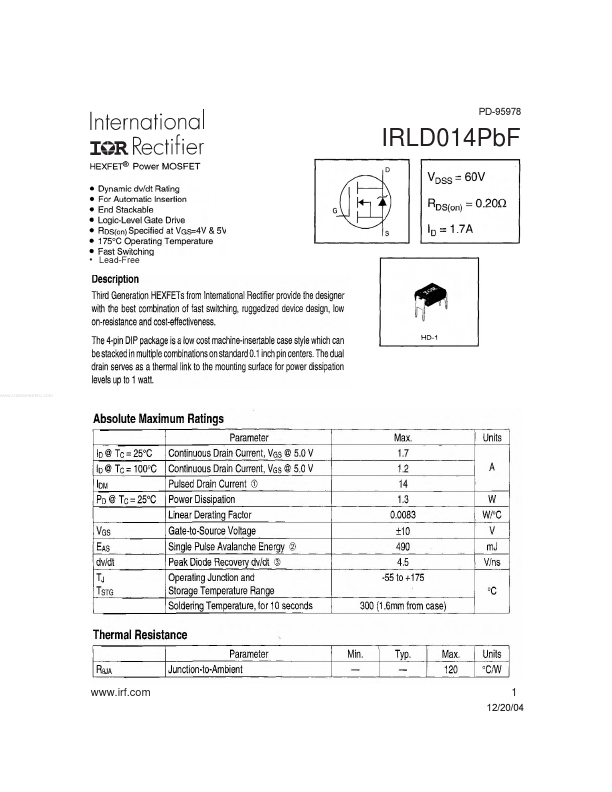 IRLD014PBF International Rectifier