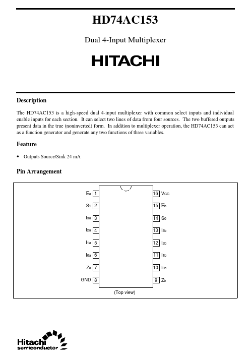 HD74AC153 Hitachi Semiconductor