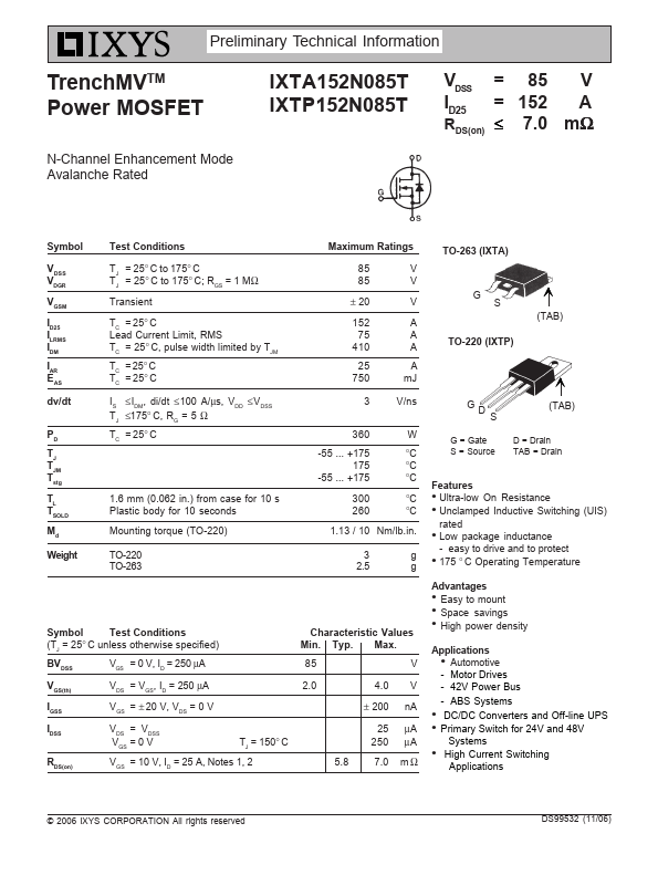 IXTP152N085T