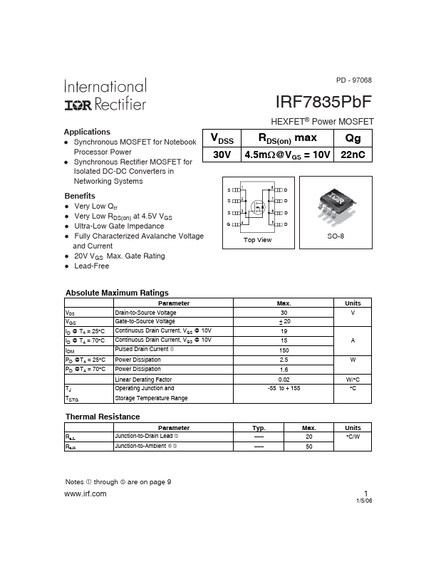 IRF7835PBF International Rectifier