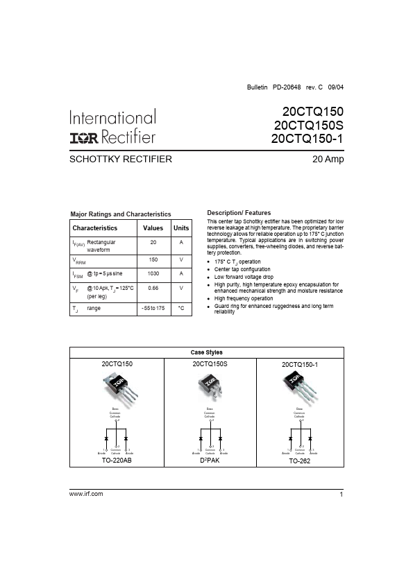 20CTQ150-1TRLPBF InternationalRectifier
