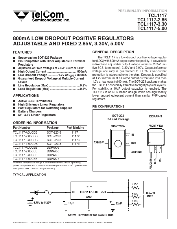 <?=TCL1117-2.85CDB?> डेटा पत्रक पीडीएफ