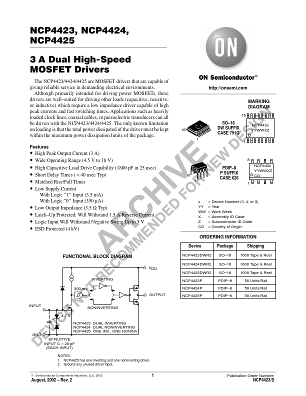 NCP4425 ON Semiconductor