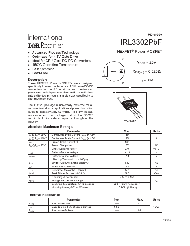 IRL3302PBF International Rectifier