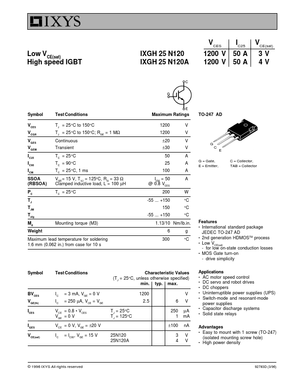 IXGH25N120A