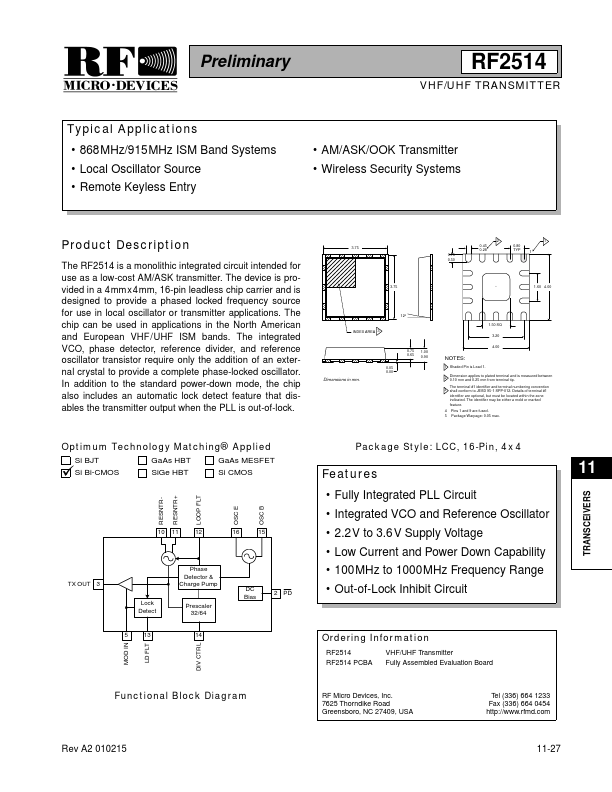 RF2514 RF Micro Devices