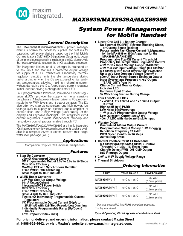 MAX8939 Maxim Integrated