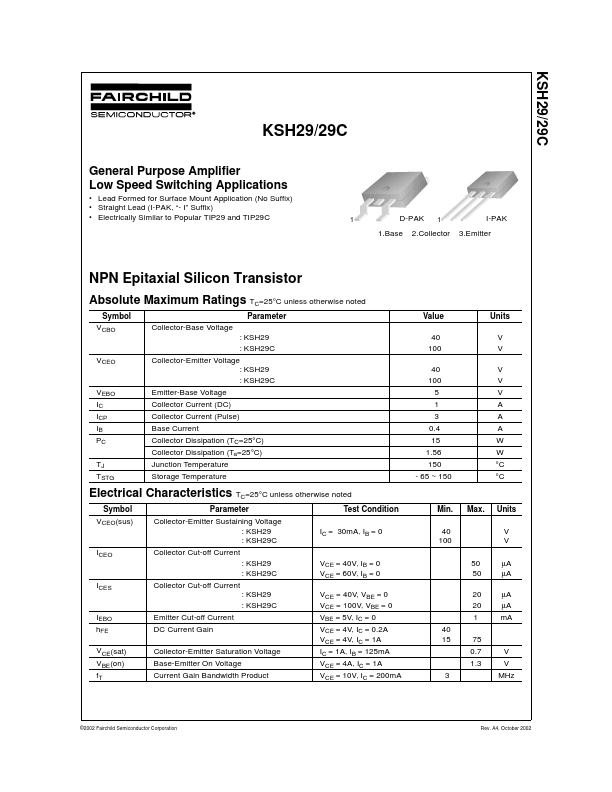 KSH29 Fairchild Semiconductor