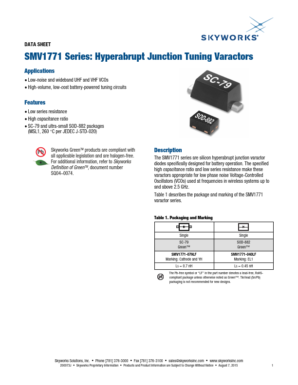 <?=SMV1771?> डेटा पत्रक पीडीएफ