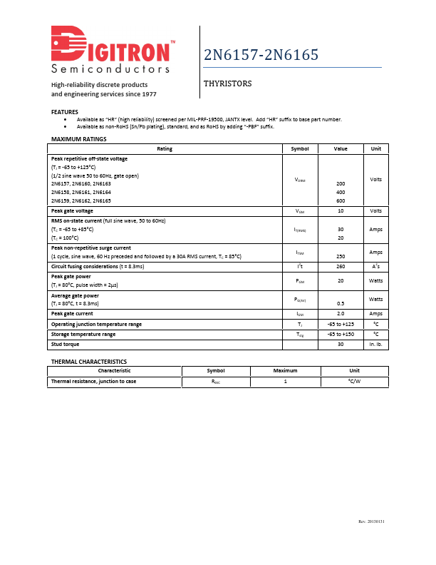 2N6159 Digitron Semiconductors