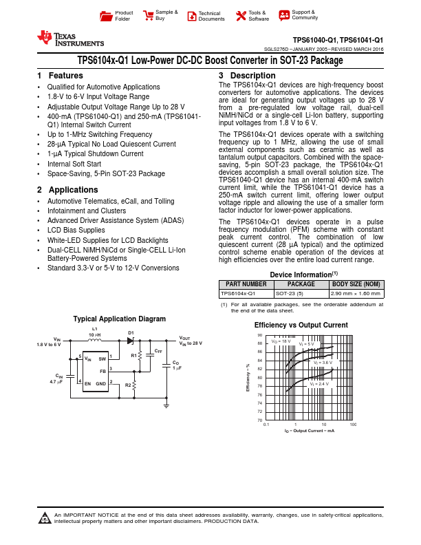 TPS61041-Q1 Texas Instruments