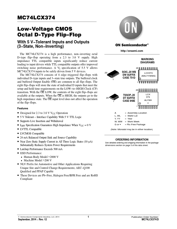 <?=MC74LCX374?> डेटा पत्रक पीडीएफ