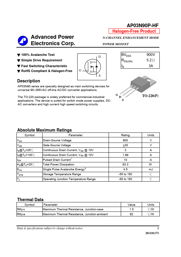 AP03N90P-HF