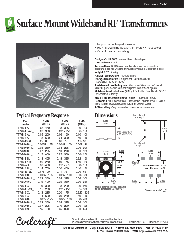 TTWB3010-1L Coilcraft