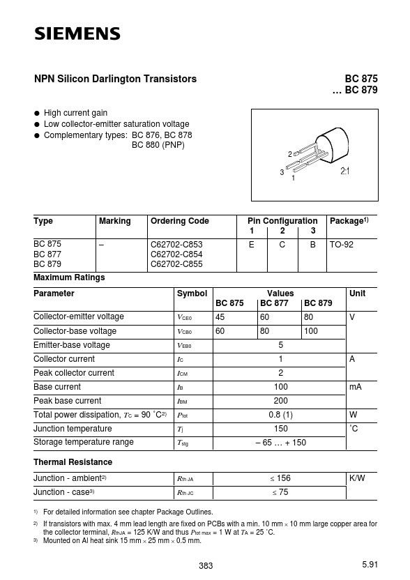 BC875 Siemens Semiconductor Group