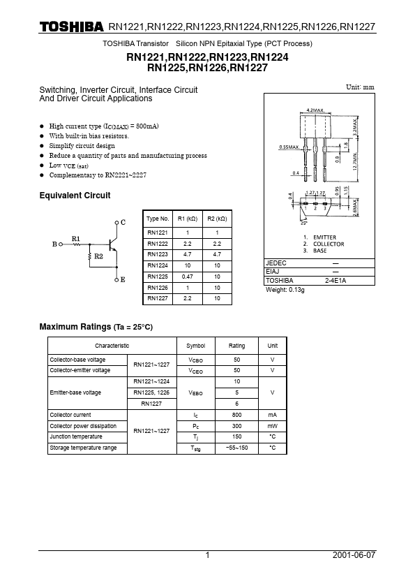 RN1224 Toshiba Semiconductor